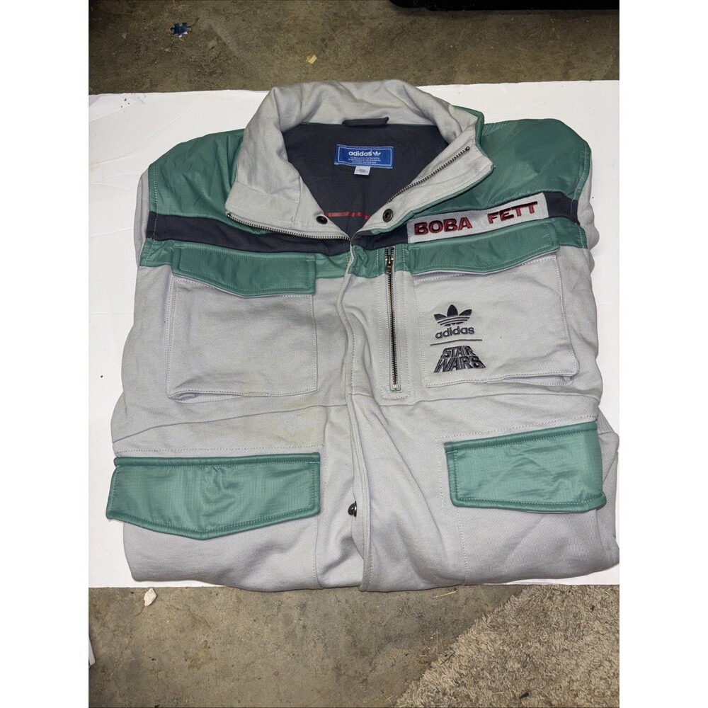 Adidas Star Wars Boba Fett Jacket Mens Large L Full Zip Pullover Track Jacket!